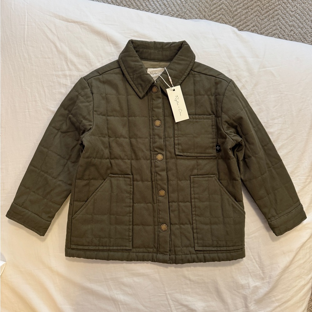 Rylee + Cru 4-5T Olive Quilted Kids Jacket